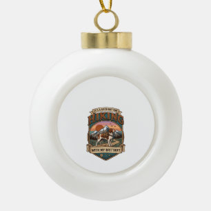 Wandern Bretagne Hund Rucksack Berge Keramik Kugel-Ornament