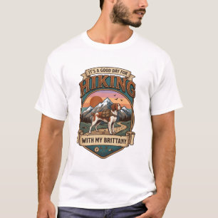 Wandern Bretagne Hund Rucksack Berge T-Shirt