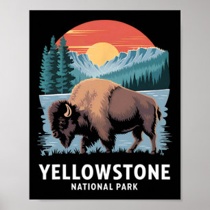 Wandern Camping Yellowstone Nationalpark Wildtiere Poster