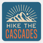 Wandern Cascades Sunburst Quadratischer Aufkleber (Vorderseite)