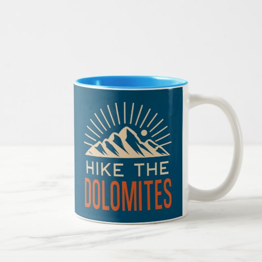 Wandern Dolomiten Italien Sunburst Zweifarbige Tasse (Rechts)