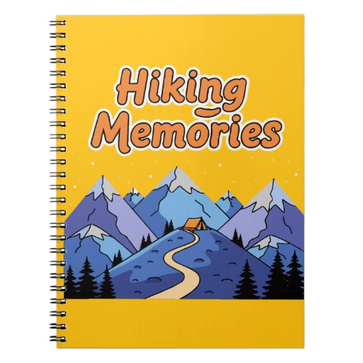"Wandern Erinnerungen" Whimsical Mountain Camping Notizblock (Vorderseite)