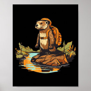 Wandern Flussotter Rucksacktouren Outdoor-Tier  Poster