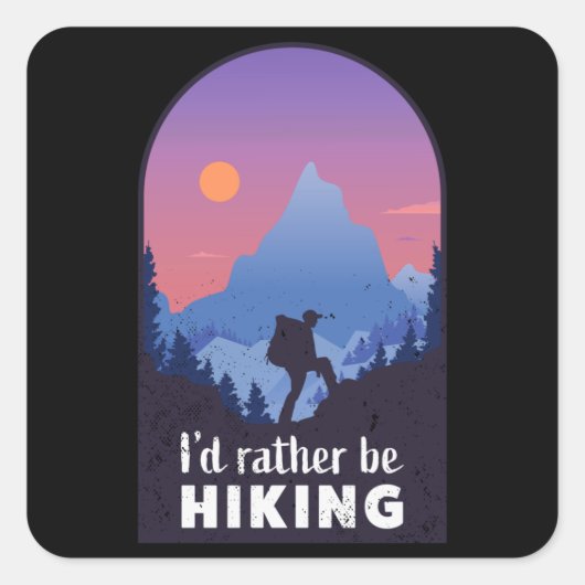 Wandern Funny Mountain Geschenk für Wanderer Quadratischer Aufkleber (Vorderseite)