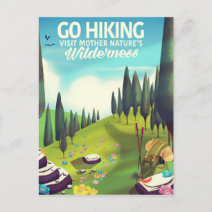 Wandern gehen! postkarte