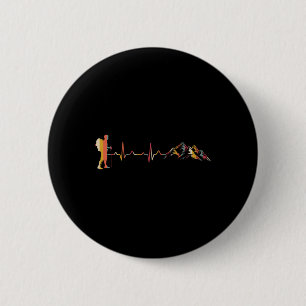 Wandern Herzschlag Ekg Wanderer Bergsteiger Berge  Button