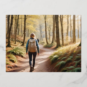 Wandern im Freien Entdeckungsreise Wald Natur Folien Feiertagspostkarte