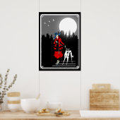 Wandern im Mondschein Vintag Art-Déco-Dame Poster (Küche)