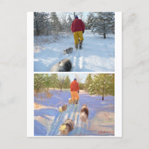 Wandern im Wald Postkarte