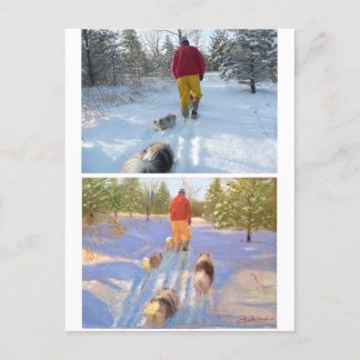 Wandern im Wald Postkarte