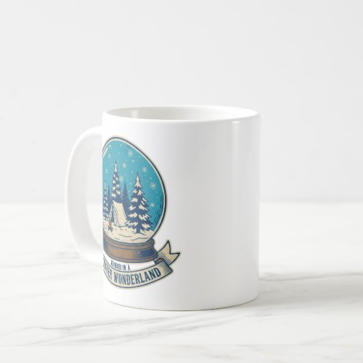 Wandern im Winter Wonderland Camping Kunst Kaffeetasse (Vorderseite Links)