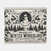 Wandern im Winter Wonderland Snowman Fleecedecke (Vorderseite (Horizontal))
