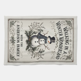 Wandern im Winter Wonderland Snowman Geschirrtuch