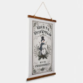 Wandern im Winter Wonderland Snowman Wandteppich Mit Holzrahmen (Gewinkelt)