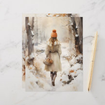 Wandern im Winter Woodland Scrapbook Paper