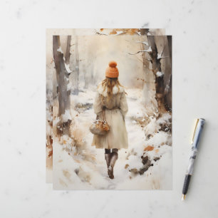 Wandern im Winter Woodland Scrapbook Paper