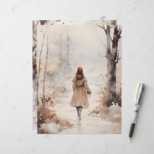Wandern im Winter Woodland Scrapbook Paper