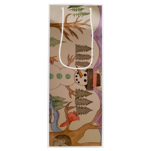 Wandern im Winter Wunderland Weinkarte Geschenktüte Für Weinflaschen (Vorderseite)