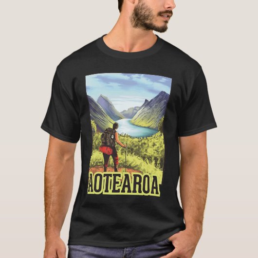 Wandern in Aotearoa Retro Rucksacktourismus - Para T-Shirt (Vorderseite)
