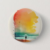 Wandern in die Waves Abstrakt Beach Art Button (Vorderseite)