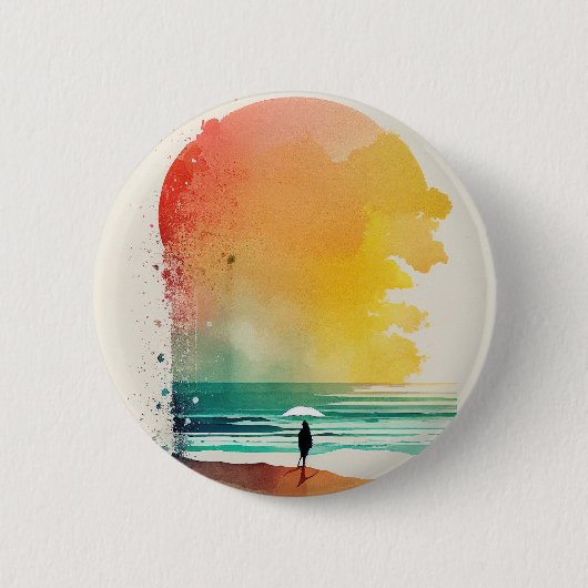Wandern in die Waves Abstrakt Beach Art Button (Vorderseite)