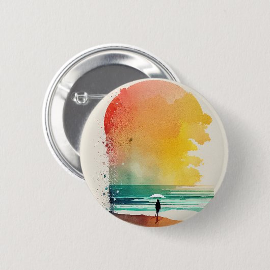 Wandern in die Waves Abstrakt Beach Art Button (Vorne & Hinten)
