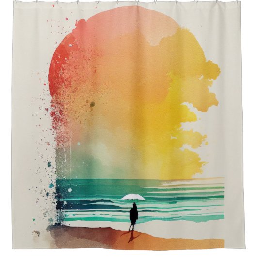 Wandern in die Waves Abstrakt Beach Art Duschvorhang (Vorderseite)