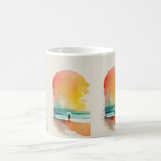 Wandern in die Waves Abstrakt Beach Art Kaffeetasse (Mittel)