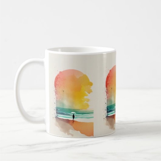 Wandern in die Waves Abstrakt Beach Art Kaffeetasse (Links)