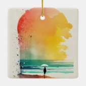 Wandern in die Waves Abstrakt Beach Art Keramikornament (Rückseite)