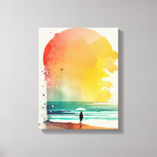 Wandern in die Waves Abstrakt Beach Art Leinwanddruck
