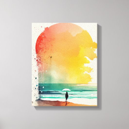 Wandern in die Waves Abstrakt Beach Art Leinwanddruck (Vorderseite)