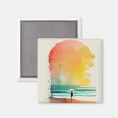 Wandern in die Waves Abstrakt Beach Art Magnet (Vorderseite/Rückseite)