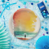 Wandern in die Waves Abstrakt Beach Art Pappteller (Party)