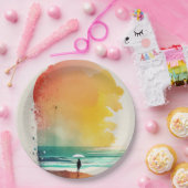 Wandern in die Waves Abstrakt Beach Art Pappteller (Party)