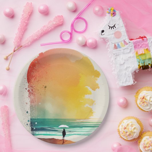 Wandern in die Waves Abstrakt Beach Art Pappteller (Party)