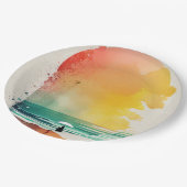 Wandern in die Waves Abstrakt Beach Art Pappteller (Schrägansicht)