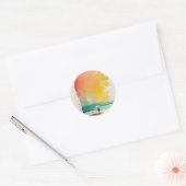 Wandern in die Waves Abstrakt Beach Art Runder Aufkleber (Umschlag)