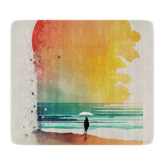 Wandern in die Waves Abstrakt Beach Art Schneidebrett (Vorderseite)
