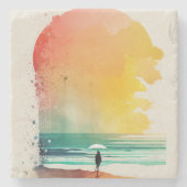 Wandern in die Waves Abstrakt Beach Art Steinuntersetzer (Vorderseite)