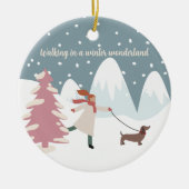 Wandern in einem Winter Wonderland Dog Haustier Th Keramik Ornament (Vorne)