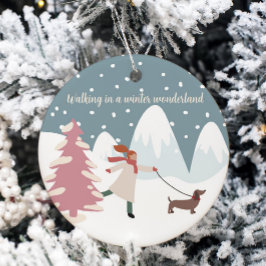 Wandern in einem Winter Wonderland Dog Haustier Th Keramik Ornament