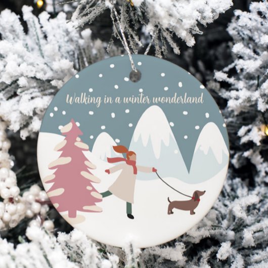 Wandern in einem Winter Wonderland Dog Haustier Th Keramik Ornament