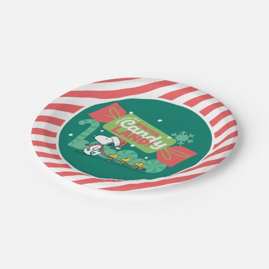 Wandern in einem winterlichen, feinen Land! Pappteller (Schrägansicht)