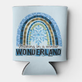 Wandern in einem Winterwunderland | Blauer Regenbo Dosenkühler (Vorderseite)