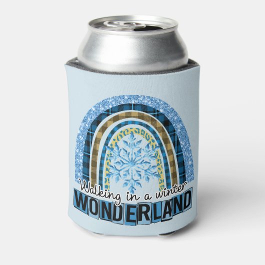 Wandern in einem Winterwunderland | Blauer Regenbo Dosenkühler (Kanne Rückseite)