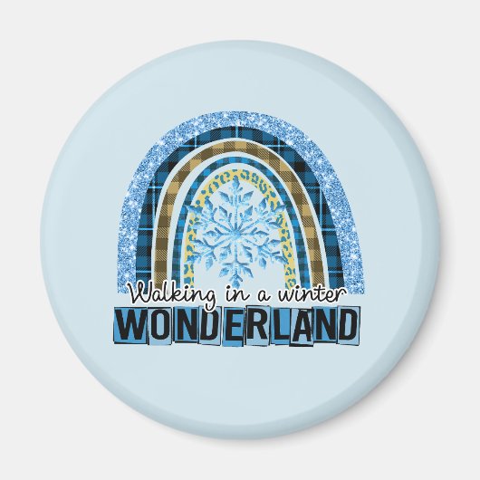 Wandern in einem Winterwunderland | Blauer Regenbo Magnet (Vorne)
