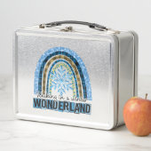 Wandern in einem Winterwunderland | Blauer Regenbo Metall Brotdose (Beispiel)