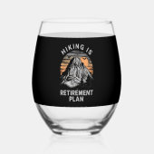 Wandern ist mein Ruhestandsplan Funny Wandern Weinglas Ohne Stiel (Vorderseite)