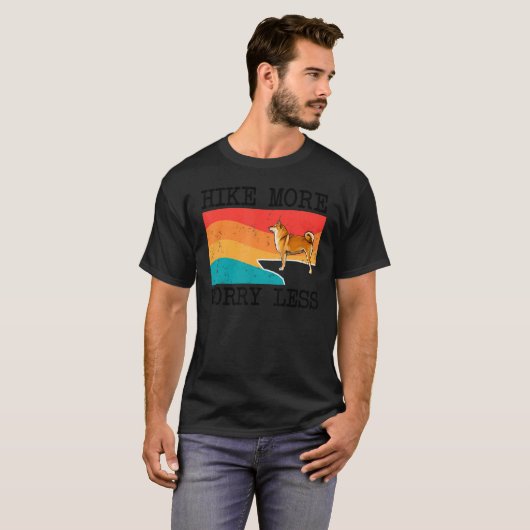 Wandern mehr Sorgen weniger Shiba Inu Grafik Wande T-Shirt (Vorne ganz)